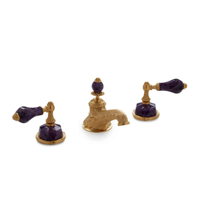0914BSN819-AMET-GP Sherle Wagner International Semiprecious Empire Lever Faucet Set in Gold Plate metal finish with Amethyst inserts