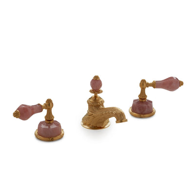 0914BSN819-RSQU-GP Sherle Wagner International Semiprecious Empire Lever Faucet Set in Gold Plate metal finish with Rose Quartz inserts