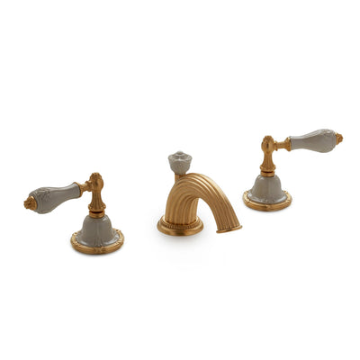 0914BSN821-04SD-GP Sherle Wagner International Provence Ceramic Empire Lever Faucet Set in Gold Plate metal finish with Sand Glaze inserts