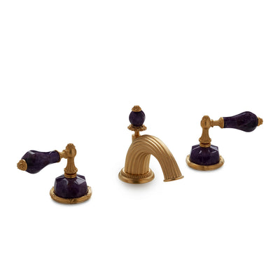 0914BSN821-AMET-GP Sherle Wagner International Semiprecious Empire Lever Faucet Set in Gold Plate metal finish with Amethyst inserts