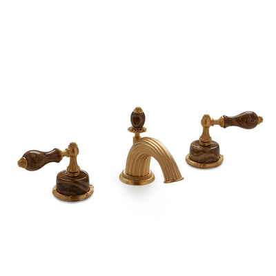 0914BSN821-BROX-GP Sherle Wagner International Onyx Empire Lever Faucet Set in Gold Plate metal finish with Brown Onyx inserts