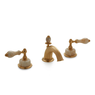 0914BSN821-HNOX-GP Sherle Wagner International Onyx Empire Lever Faucet Set in Gold Plate metal finish with Honey Onyx inserts