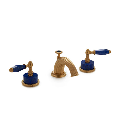0914BSN821-LAPI-GP Sherle Wagner International Semiprecious Empire Lever Faucet Set in Gold Plate metal finish with Lapis Lazuli Semiprecious inserts