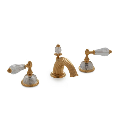 0914BSN821-RKCR-GP Sherle Wagner International Semiprecious Empire Lever Faucet Set in Gold Plate metal finish with Rock Crystal inserts