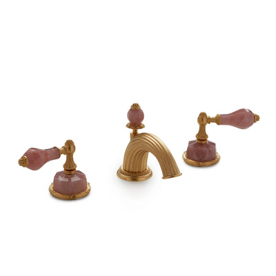 0914BSN821-RSQU-GP Sherle Wagner International Semiprecious Empire Lever Faucet Set in Gold Plate metal finish with Rose Quartz inserts