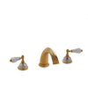 0914DKT813-RKCR-GP Sherle Wagner International Semiprecious Empire Lever Deck Mount Tub Set in Gold Plate metal finish with Rock Crystal inserts