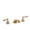 0914DKT818-03SD-GP Sherle Wagner International Scalloped Ceramic Empire Lever Deck Mount Tub Set in Gold Plate metal finish with Sand Glaze inserts
