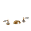 0914DKT818-RKCR-GP Sherle Wagner International Semiprecious Empire Lever Deck Mount Tub Set in Gold Plate metal finish with Rock Crystal inserts