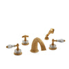0914DTS821-CTCR-GP Sherle Wagner International Cut Crystal Empire Lever Deck Mount Tub Set with Hand Shower in Gold Plate metal finish