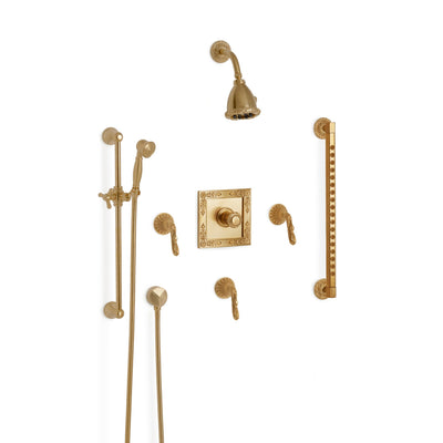 Sherle Wagner International Swan High Flow Thermostatic Shower System in Gold Plate metal finish