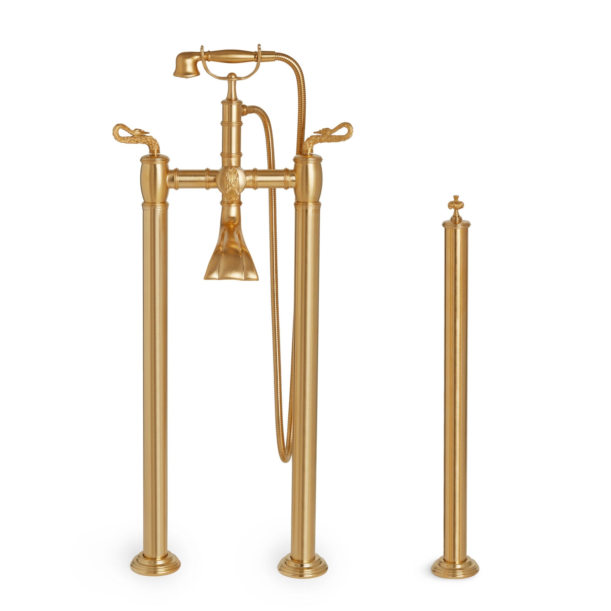 0915XT-S-01-GP Sherle Wagner International Swan Lever Exposed Tub Set in Gold Plate metal finish