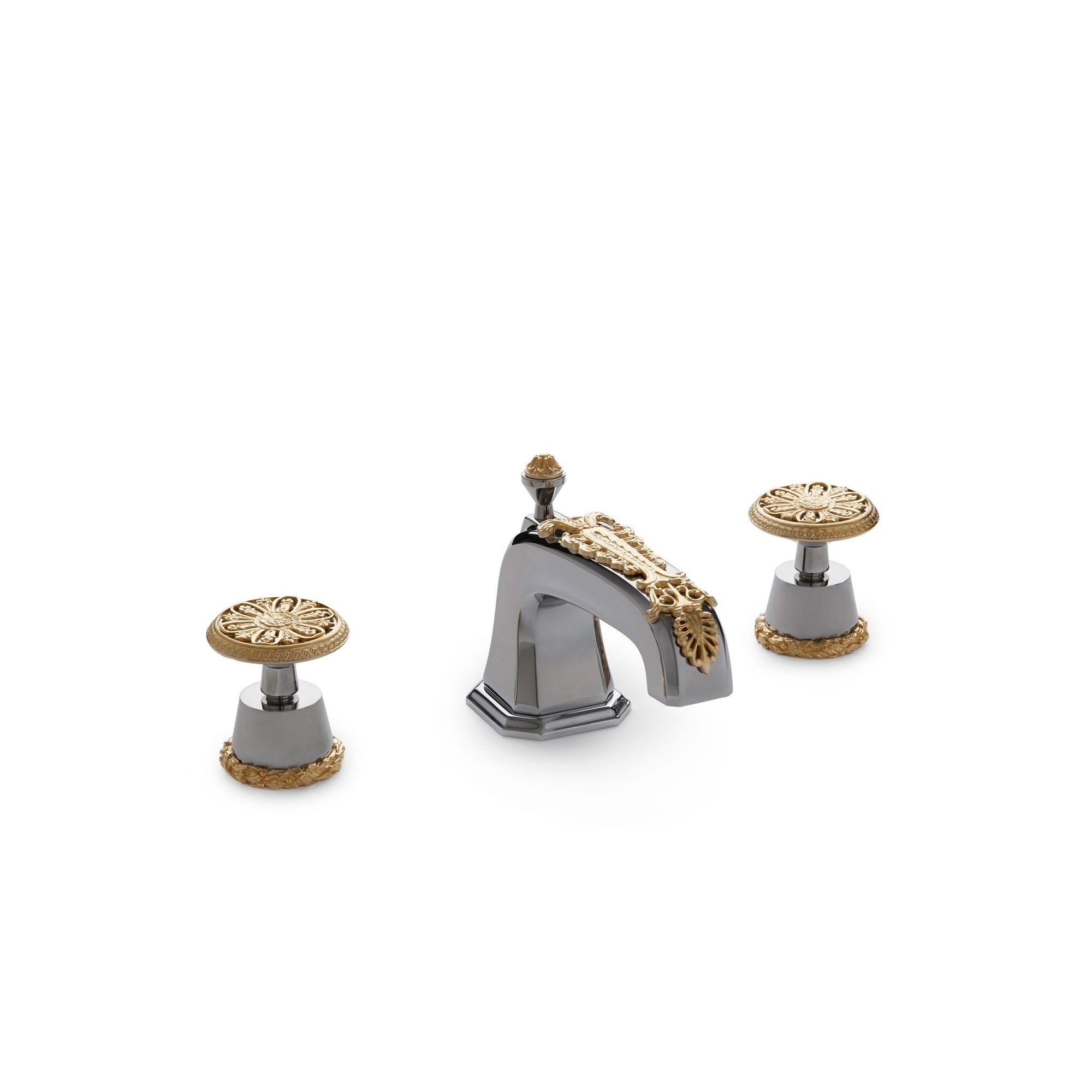 0916BSN-CP-GP Sherle Wagner International Filigree Knob Faucet Set in Polished Chrome and Gold Plate metal finish
