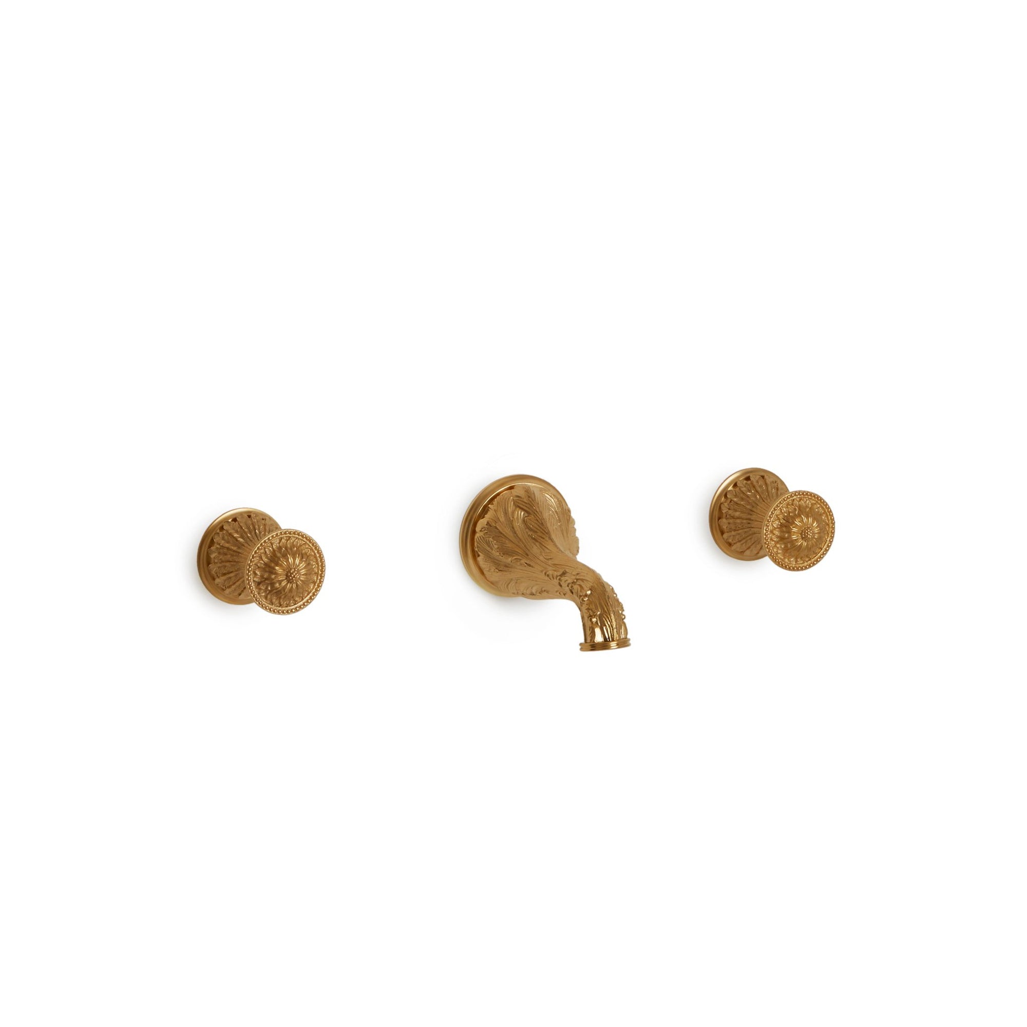 0918WBS819-GP Sherle Wagner International Acanthus Knob Wall Mount Faucet Set in Gold Plate metal finish