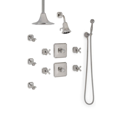 Sherle Wagner International Harrison Cross Handle High Flow Thermostatic Shower System in Polished Chrome metal finish