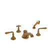 1024DTS819-GP Sherle Wagner International Acanthus Lever Deck Mount Tub Set with Hand Shower in Gold Plate metal finish