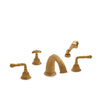 1025DTS821-GP Sherle Wagner International Empire Lever Deck Mount Tub Set with Hand Shower in Gold Plate metal finish