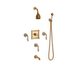 Sherle Wagner International Scalloped Ceramic High Flow Thermostatic Shower and Tub System in Gold Plate metal finish with White Glaze inserts