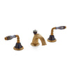 1029BSN813-60BL-WH-GP Sherle Wagner International Scalloped Ceramic Fluted Lever Faucet Set in Gold Plate metal finish in Chinoiserie Blue painted on White