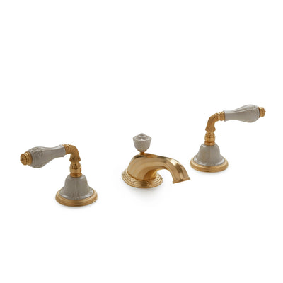 1029BSN818-04SD-GP Sherle Wagner International Provence Ceramic Fluted Lever Faucet Set in Gold Plate metal finish with Sand Glaze inserts