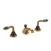 1029BSN818-60BL-WH-GP Sherle Wagner International Scalloped Ceramic Fluted Lever Faucet Set in Gold Plate metal finish in Chinoiserie Blue painted on White