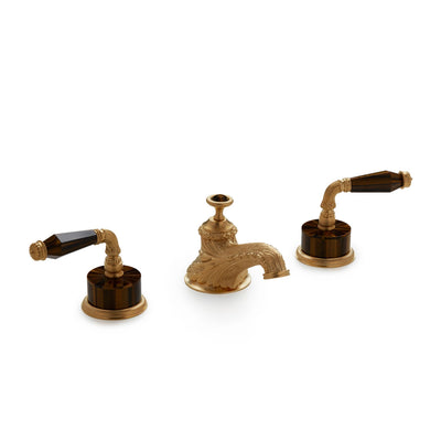 1029BSN819-BRTI-GP Sherle Wagner International Semiprecious Fluted Lever Faucet Set in Gold Plate metal finish with Brown Tiger Eye Semiprecious inserts