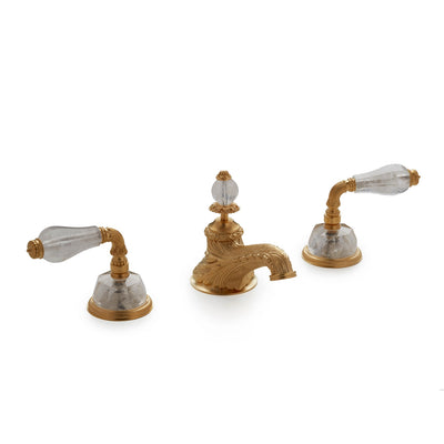 1029BSN819-RKCR-GP Sherle Wagner International Semiprecious Fluted Lever Faucet Set in Gold Plate metal finish with Rock Crystal inserts