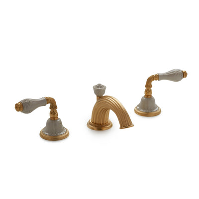 1029BSN821-04SD-GP Sherle Wagner International Provence Ceramic Fluted Lever Faucet Set in Gold Plate metal finish with Sand Glaze inserts