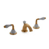 1029BSN821-04WH-GP Sherle Wagner International Provence Ceramic Fluted Lever Faucet Set in Gold Plate metal finish with White Glaze inserts