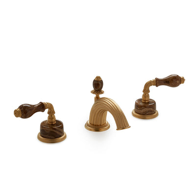 1029BSN821-BROX-GP Sherle Wagner International Onyx Fluted Lever Faucet Set in Gold Plate metal finish with Brown Onyx inserts