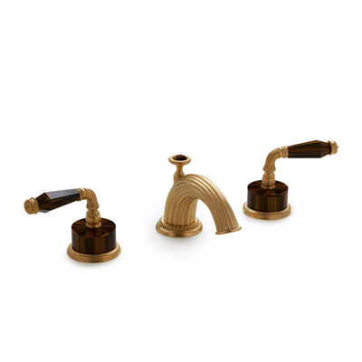 1029BSN821-BRTI-GP Sherle Wagner International Semiprecious Fluted Lever Faucet Set in Gold Plate metal finish with Brown Tiger Eye Semiprecious inserts