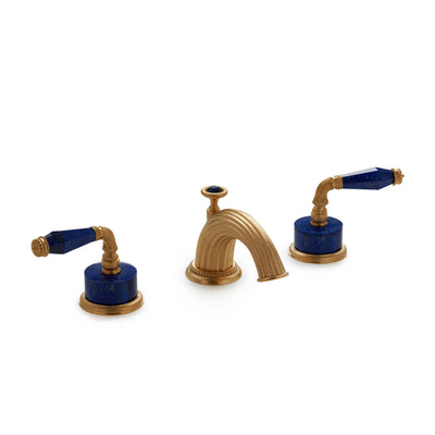 1029BSN821-LAPI-GP Sherle Wagner International Semiprecious Fluted Lever Faucet Set in Gold Plate metal finish with Lapis Lazuli Semiprecious inserts