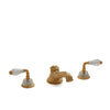 1029DKT819-RKCR-GP Sherle Wagner International Semiprecious Fluted Lever Deck Mount Tub Set in Gold Plate metal finish with Rock Crystal inserts