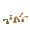 1029DTS821-HNOX-GP Sherle Wagner International Onyx Fluted Lever Deck Mount Tub Set with Hand Shower in Gold Plate metal finish with Honey Onyx inserts