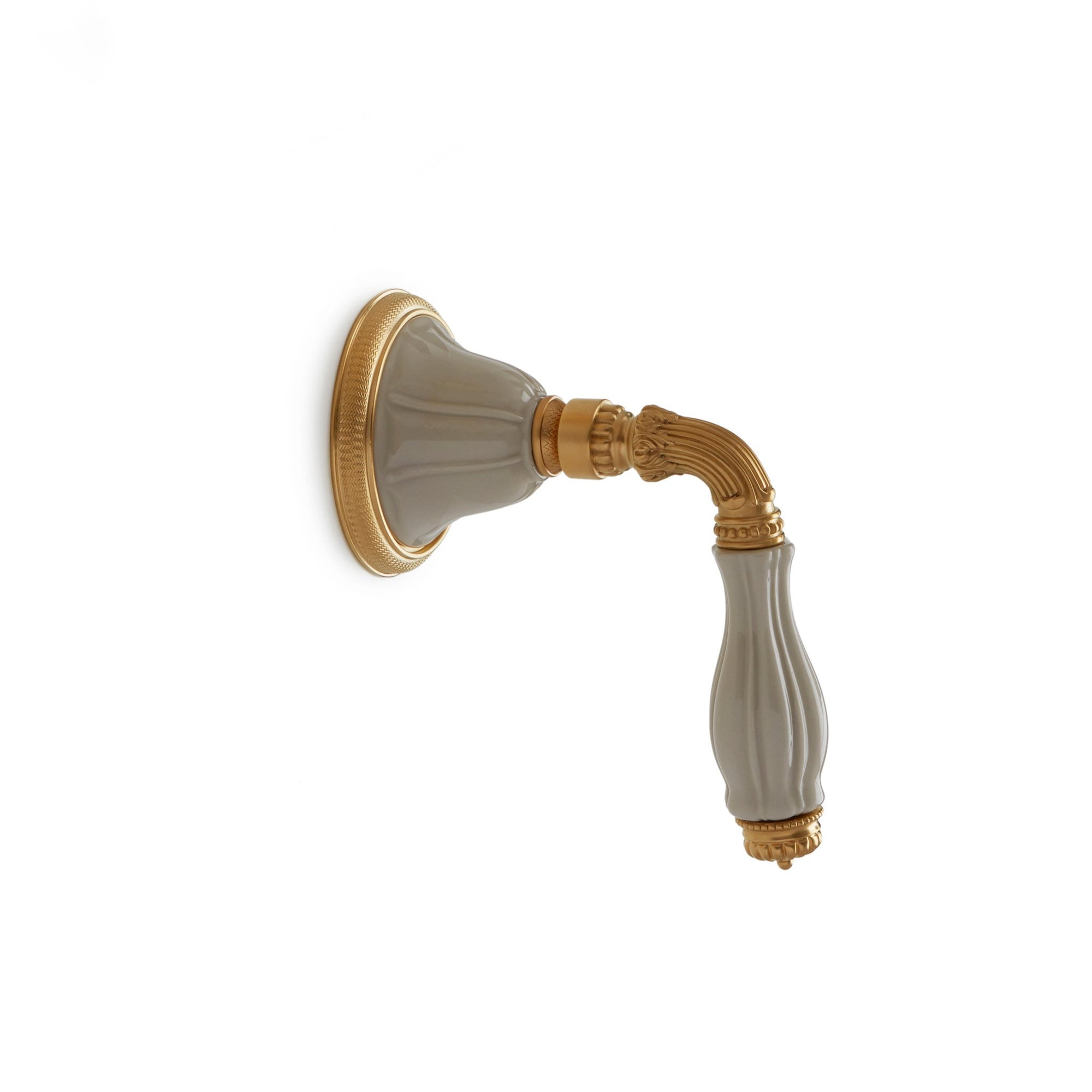 1029LV-ESC-03SD-GP Sherle Wagner International Scalloped Ceramic Fluted Lever Volume Control and Diverter Trim in Gold Plate metal finish with Sand Glaze inserts