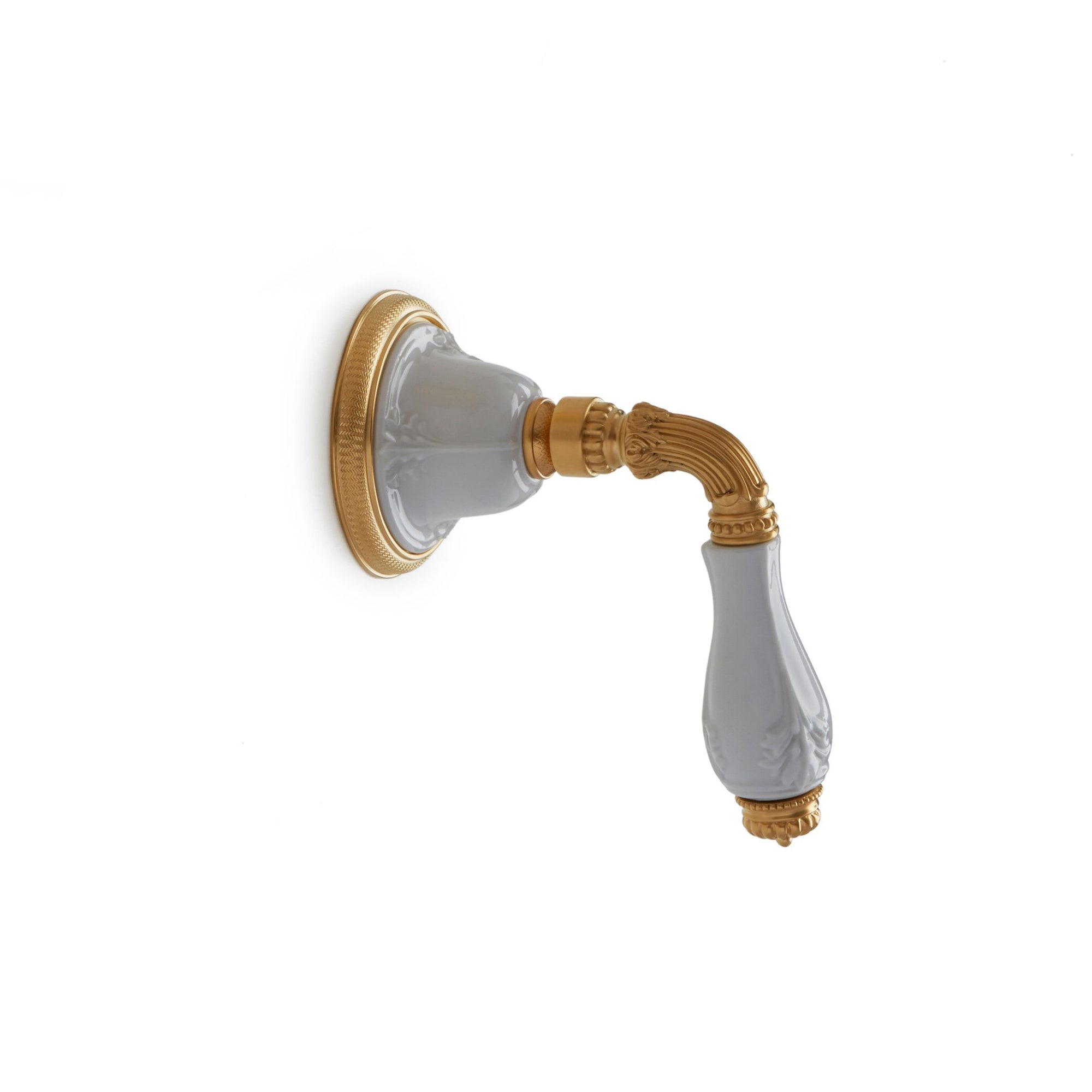 1029LV-ESC-04WH-GP Sherle Wagner International Provence Ceramic Fluted Lever Volume Control and Diverter Trim in Gold Plate metal finish with White Glaze inserts