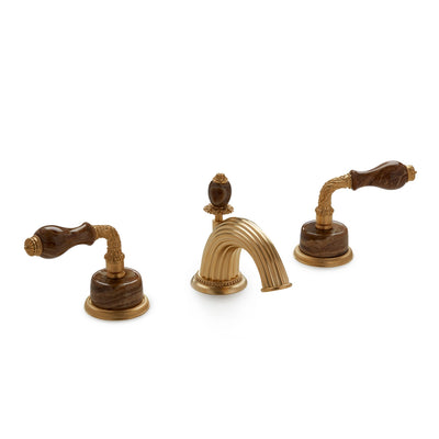 1030BSN813-BROX-GP Sherle Wagner International Onyx Laurel Lever Faucet Set in Gold Plate metal finish with Brown Onyx inserts