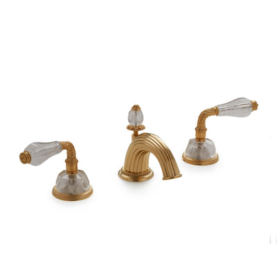 1030BSN813-RKCR-GP Sherle Wagner International Semiprecious Laurel Lever Faucet Set in Gold Plate metal finish with Rock Crystal inserts