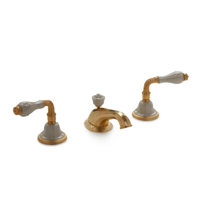 1030BSN818-04SD-GP Sherle Wagner International Provence Ceramic Laurel Lever Faucet Set in Gold Plate metal finish with Sand Glaze inserts