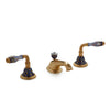 1030BSN818-60BL-WH-GP Sherle Wagner International Scalloped Ceramic Laurel Lever Faucet Set in Gold Plate metal finish in Chinoiserie Blue painted on White