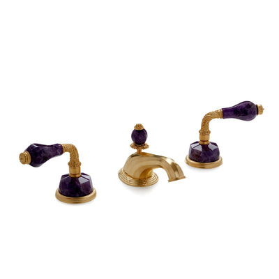 1030BSN818-AMET-GP Sherle Wagner International Semiprecious Laurel Lever Faucet Set in Gold Plate metal finish with Amethyst inserts