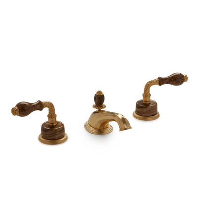 1030BSN818-BROX-GP Sherle Wagner International Onyx Laurel Lever Faucet Set in Gold Plate metal finish with Brown Onyx inserts