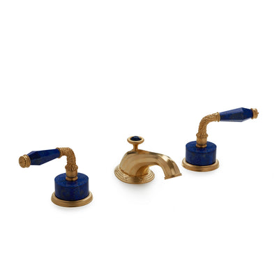 1030BSN818-LAPI-GP Sherle Wagner International Semiprecious Laurel Lever Faucet Set in Gold Plate metal finish with Lapis Lazuli Semiprecious inserts