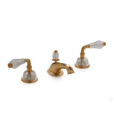1030BSN818-RKCR-GP Sherle Wagner International Semiprecious Laurel Lever Faucet Set in Gold Plate metal finish with Rock Crystal inserts