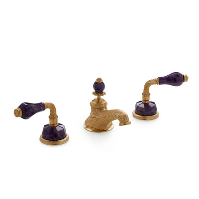 1030BSN819-AMET-GP Sherle Wagner International Semiprecious Laurel Lever Faucet Set in Gold Plate metal finish with Amethyst inserts