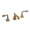 1030BSN821-04WH-GP Sherle Wagner International Provence Ceramic Laurel Lever Faucet Set in Gold Plate metal finish with White Glaze inserts