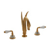 1030DKT820-RKCR-GP Sherle Wagner International Swan with Semiprecious Laurel Lever Deck Mount Tub Set in Gold Plate metal finish with Rock Crystal inserts