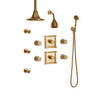 Sherle Wagner International Stone Knurled High Flow Thermostatic Shower System in Gold Plate metal finish with Honey Onyx inserts