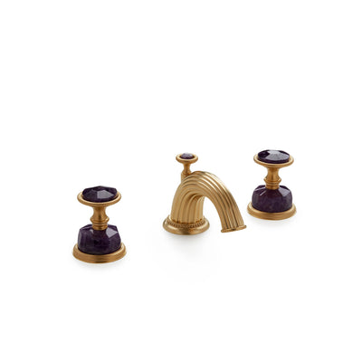 1065BSN813-AMET-GP Sherle Wagner International Semiprecious Knurled Knob Faucet Set in Gold Plate metal finish with Amethyst inserts
