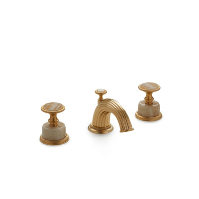 1065BSN813-HNOX-GP Sherle Wagner International Onyx Knurled Knob Faucet Set in Gold Plate metal finish with Honey Onyx inserts