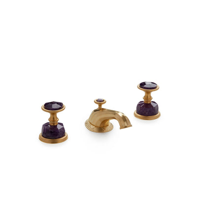 1065BSN818-AMET-GP Sherle Wagner International Semiprecious Knurled Knob Faucet Set in Gold Plate metal finish with Amethyst inserts